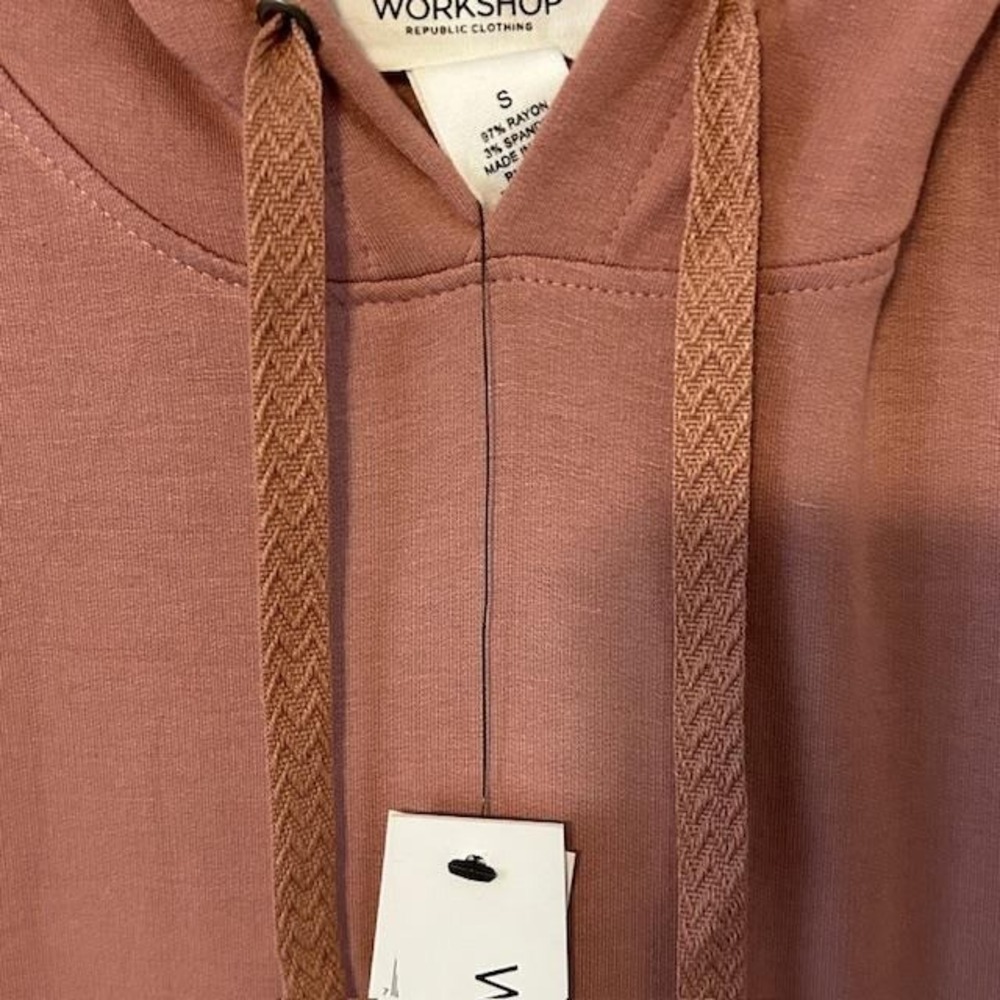 Workshop Republic Clothing‎ Thistle Mauve 3/4 Sleeve Hoodie Sweatshirt Small NWT - Picture 6 of 10